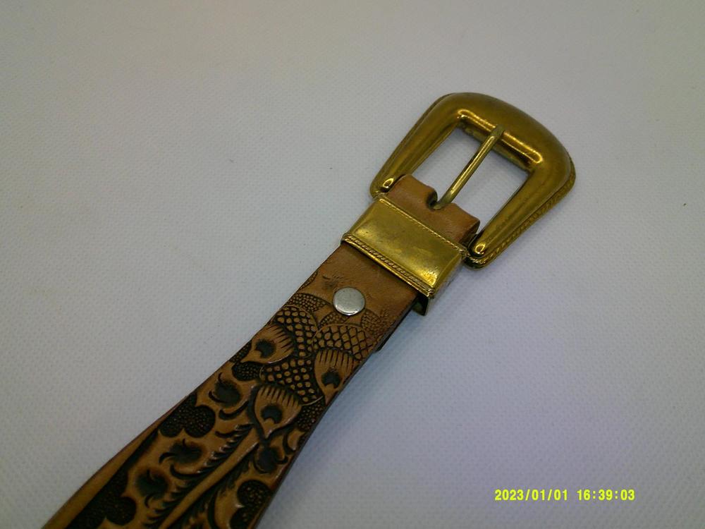Western Belt NWOT Leather Solid Brass Buckle Vintage 37 1/2"